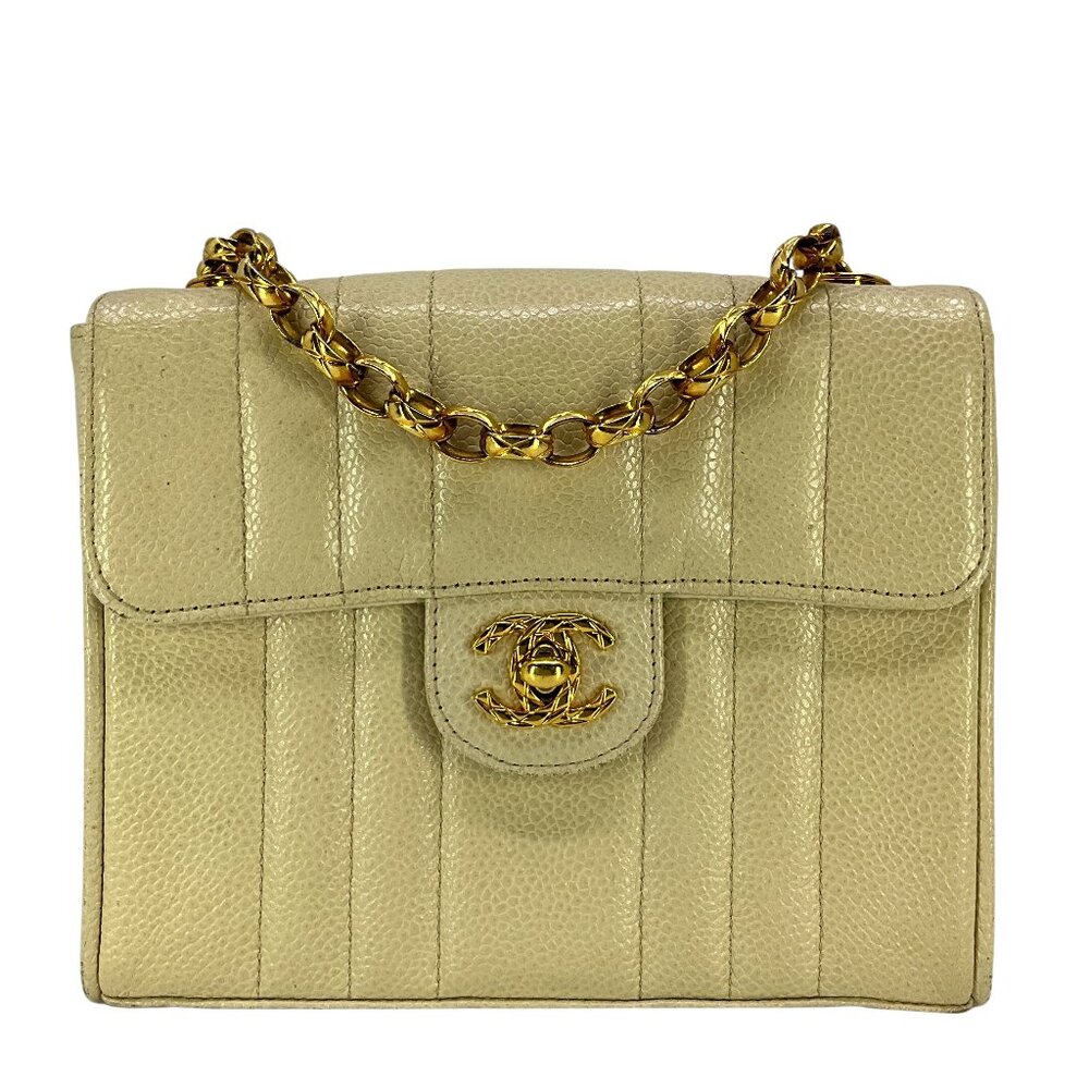 Chanel Vintage Caviar Leather Vertical Quilt Classic Mini Flap Bag